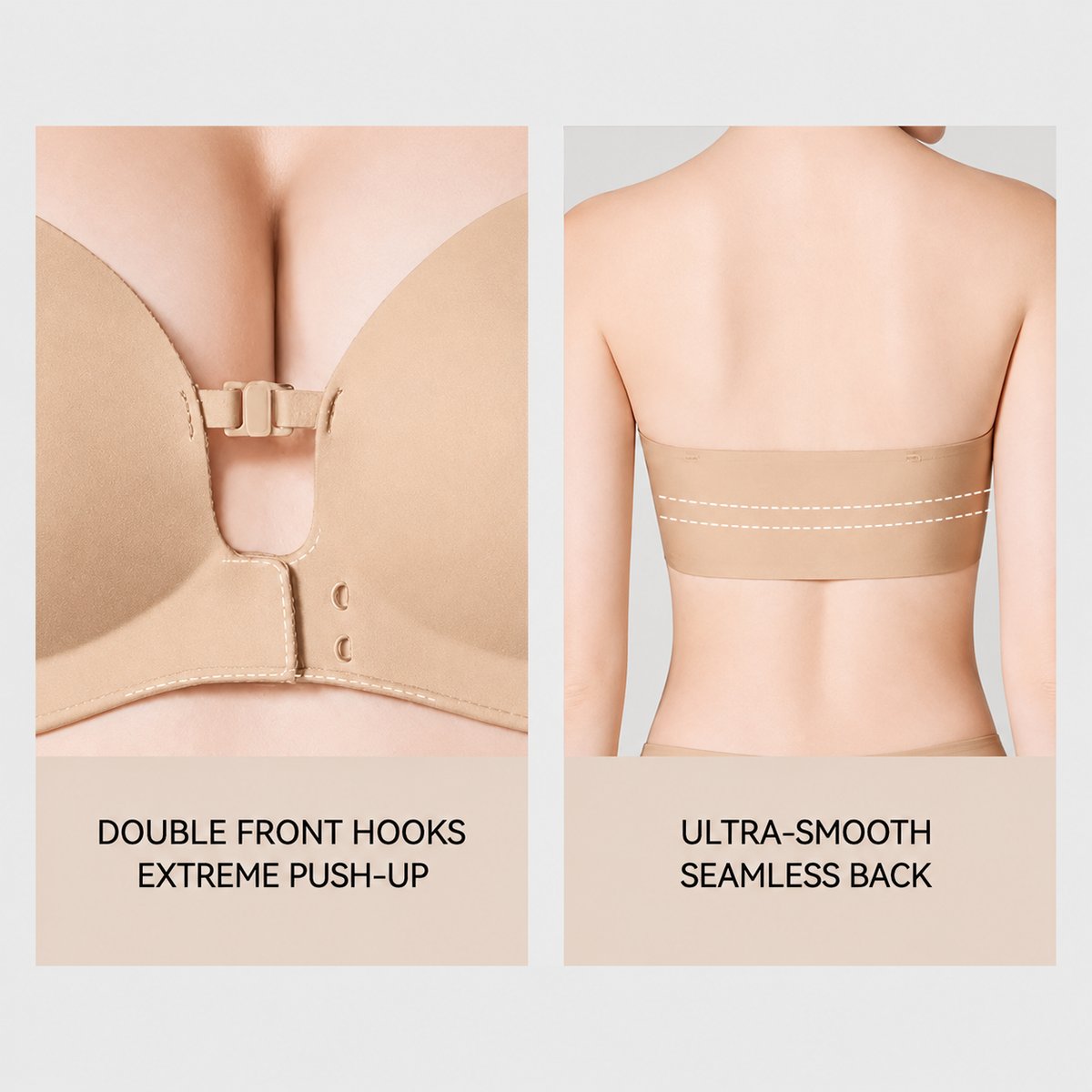 “I Finally Found a Bra That Disappears Under Everything I Wear” 💗-Strapless Front-Closure Push-Up Bra – Anti-Slip Grip
