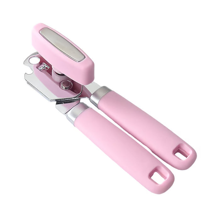 Multifunctional manual can opener made of stainless steel with a smooth edge