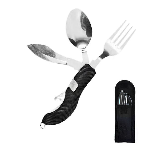 Foldable Tableware Knife Spoon Fork 4-In-1