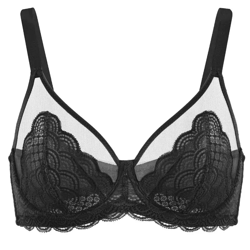 Mermaid Scale Lace Unpadded Underwired Push-Up Bra