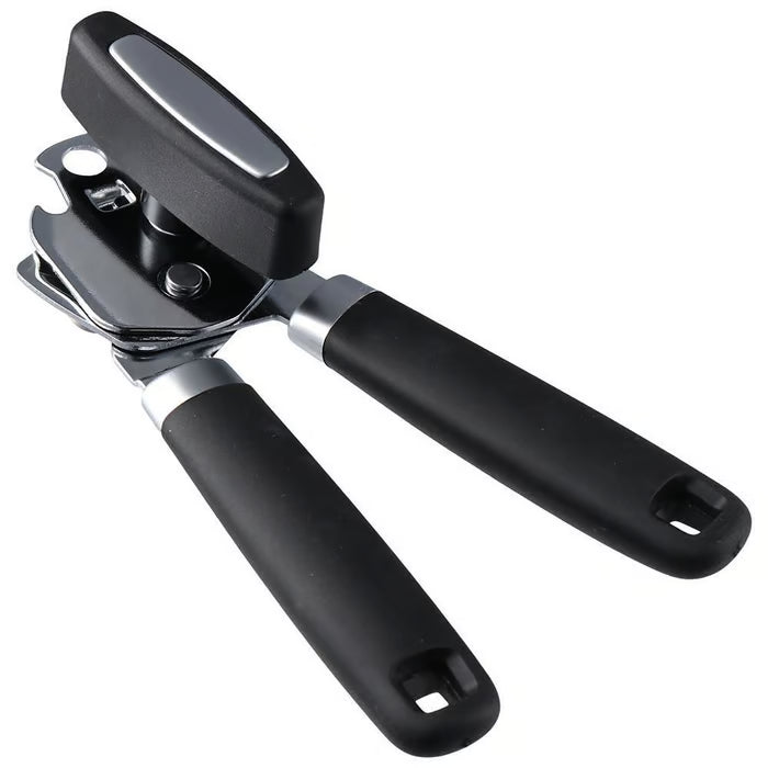 Multifunctional manual can opener made of stainless steel with a smooth edge