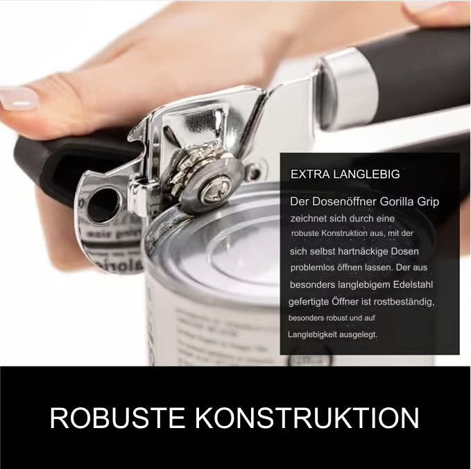 Multifunctional manual can opener made of stainless steel with a smooth edge