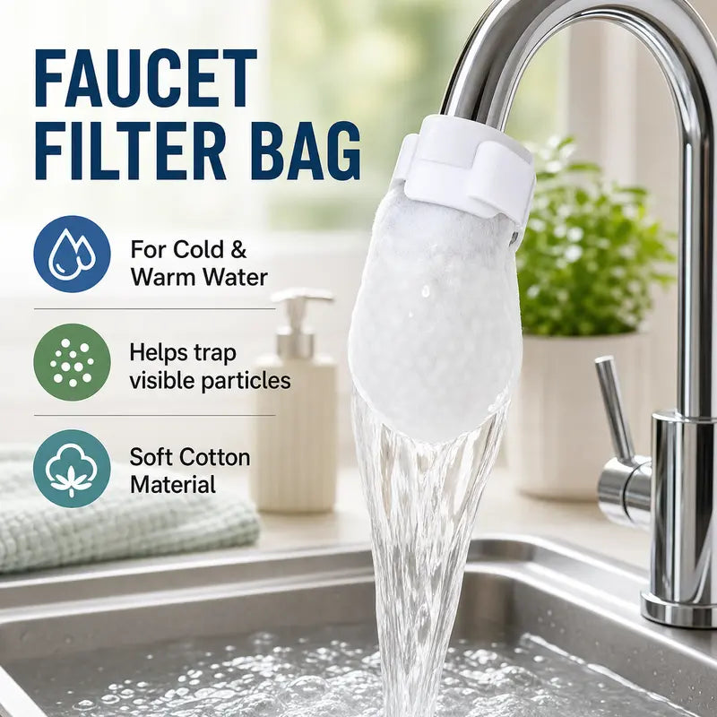 [Stop letting invisible impurities ruin your water]100 cotton filter bags disposable Cotton Faucet Filter Bags with 10 fastening strap