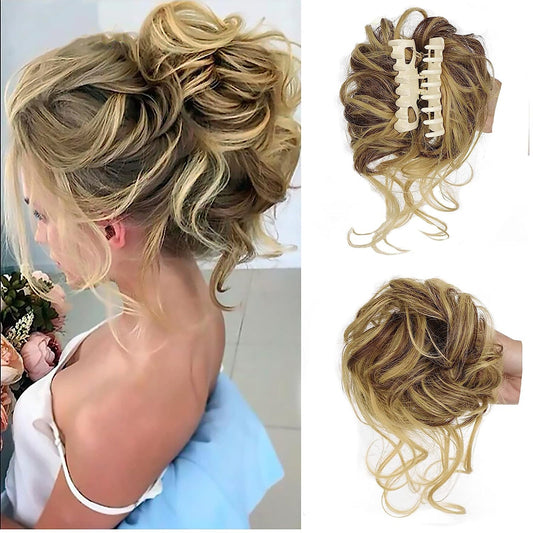 Messy Bun Hair Piece Wavy Curly Chignon Ponytail Hairpiece for Daily Wear