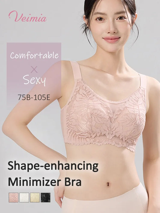 Shape-enhancing Minimizer Bra Comfortable & Sexy With Prevent Accidental Exposure Lace Trim