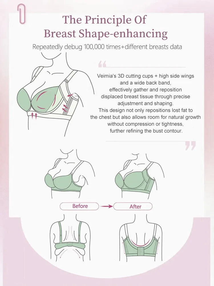 Shape-enhancing Minimizer Bra Comfortable & Sexy With Prevent Accidental Exposure Lace Trim