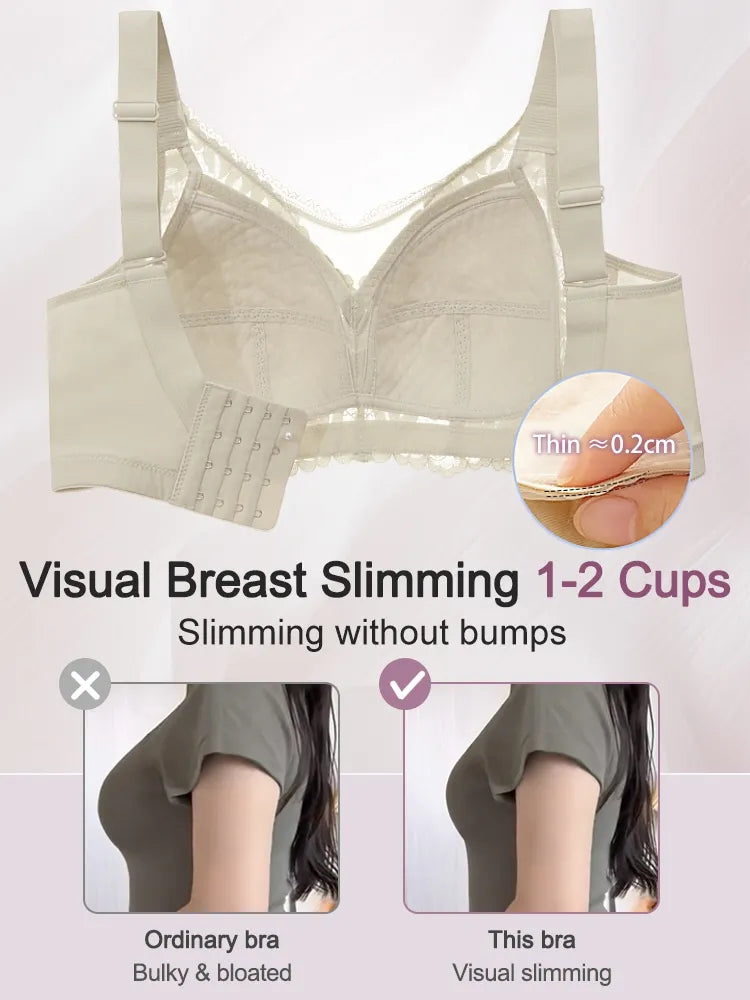 Shape-enhancing Minimizer Bra Comfortable & Sexy With Prevent Accidental Exposure Lace Trim