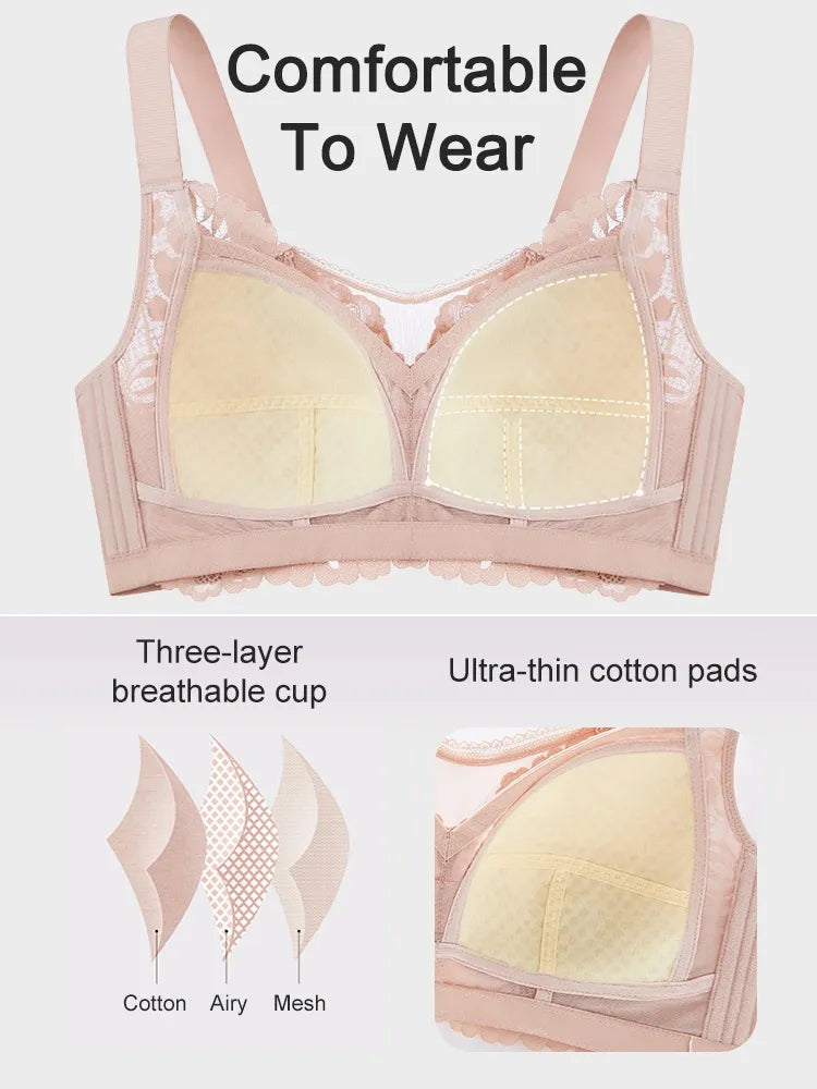 Shape-enhancing Minimizer Bra Comfortable & Sexy With Prevent Accidental Exposure Lace Trim