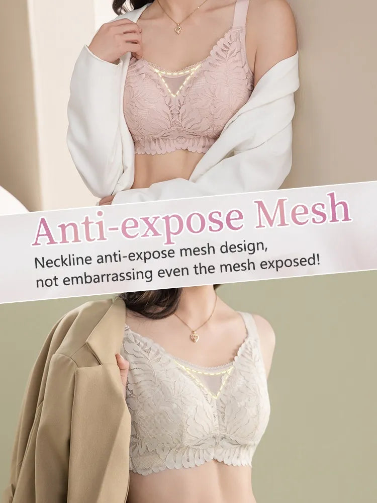 Shape-enhancing Minimizer Bra Comfortable & Sexy With Prevent Accidental Exposure Lace Trim