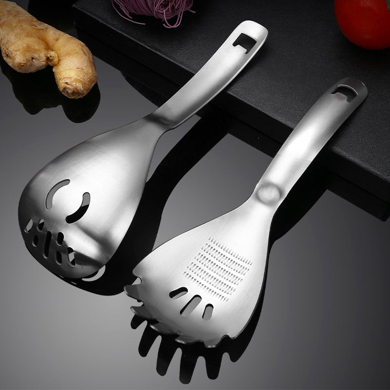 🥳💞5-in-1 Stainless Spoon – Strain, separate, crush, scoop & open caps. No more switching tools. Great for soups, sauces & spices. A spoon that does it all!