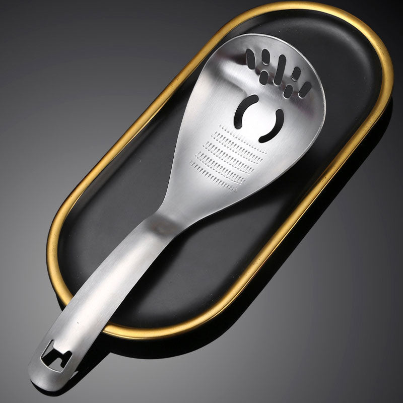 🥳💞5-in-1 Stainless Spoon – Strain, separate, crush, scoop & open caps. No more switching tools. Great for soups, sauces & spices. A spoon that does it all!
