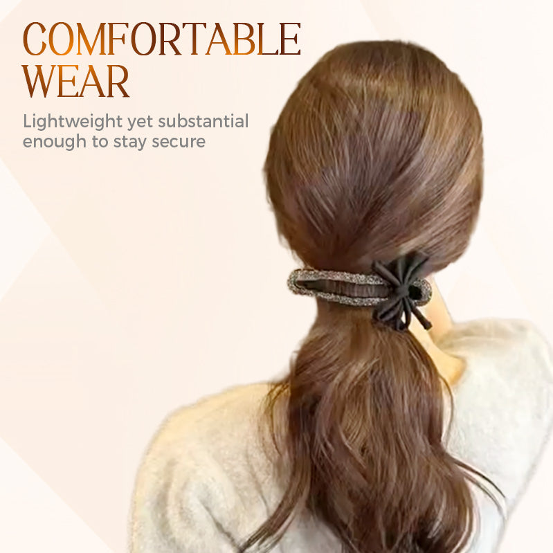✨ Elevate Your Hairstyle with Pure Aesthetic! ✨(4PCS)Sparkling Elegant Black Bow Hair Clip for Updos