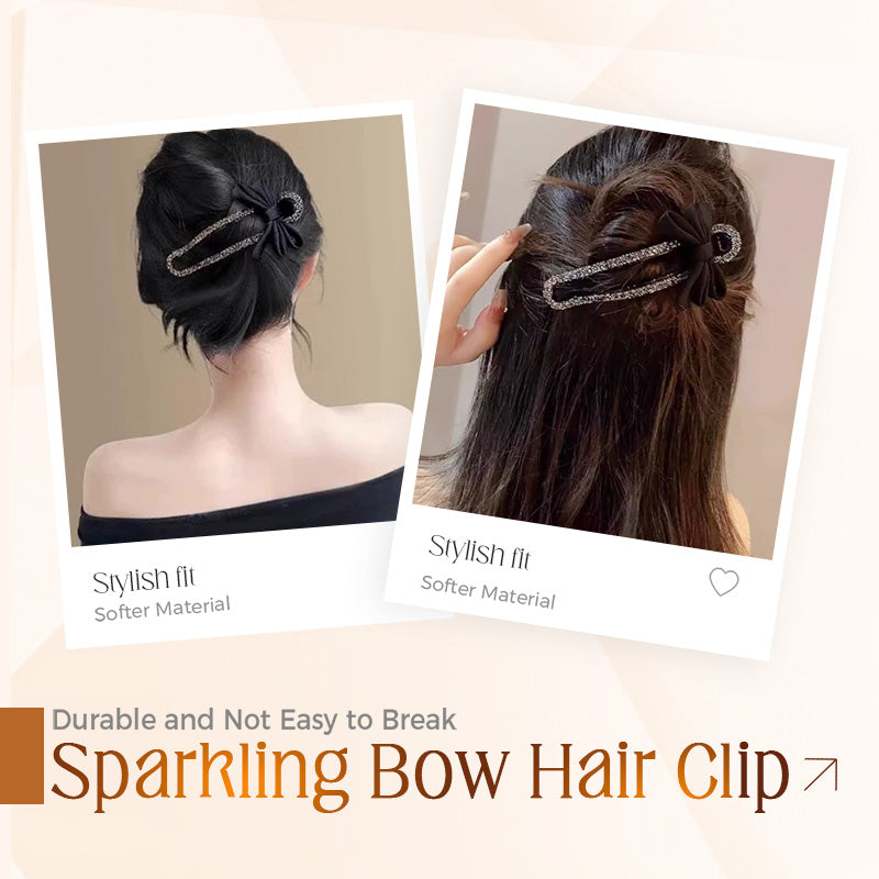 ✨ Elevate Your Hairstyle with Pure Aesthetic! ✨(4PCS)Sparkling Elegant Black Bow Hair Clip for Updos
