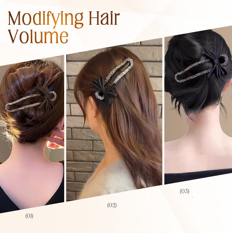 ✨ Elevate Your Hairstyle with Pure Aesthetic! ✨(4PCS)Sparkling Elegant Black Bow Hair Clip for Updos