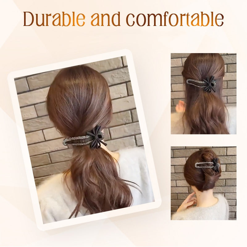 ✨ Elevate Your Hairstyle with Pure Aesthetic! ✨(4PCS)Sparkling Elegant Black Bow Hair Clip for Updos