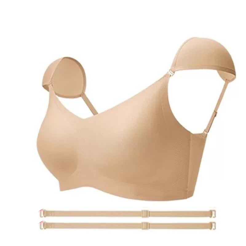 Seamless push-up bra with shoulder pads for women