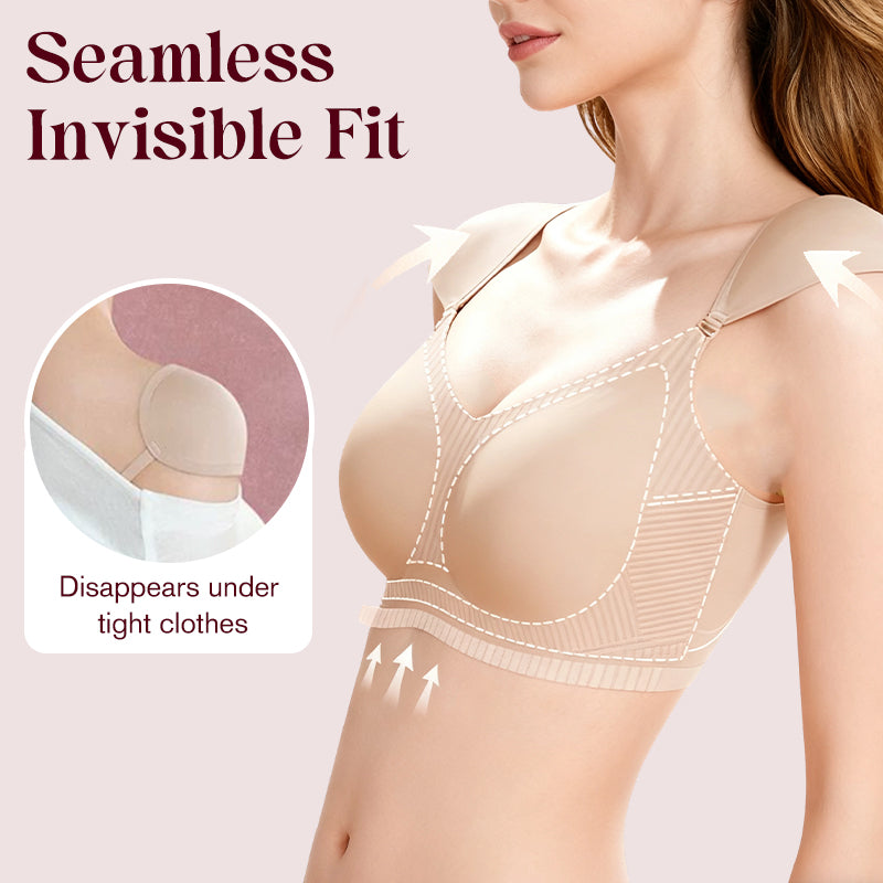 Seamless push-up bra with shoulder pads for women