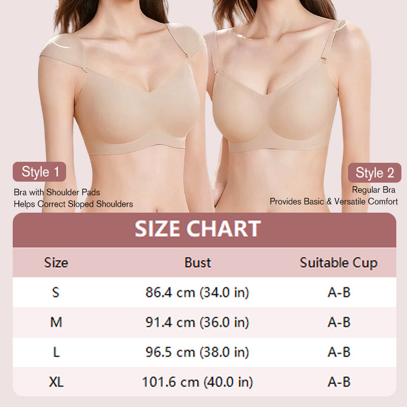 Seamless push-up bra with shoulder pads for women
