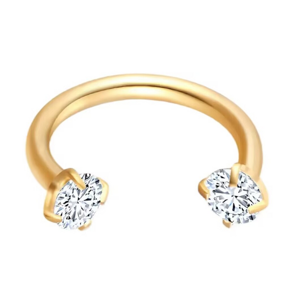 Double Gem Titanium Horseshoe Nose Ring (4PCS)