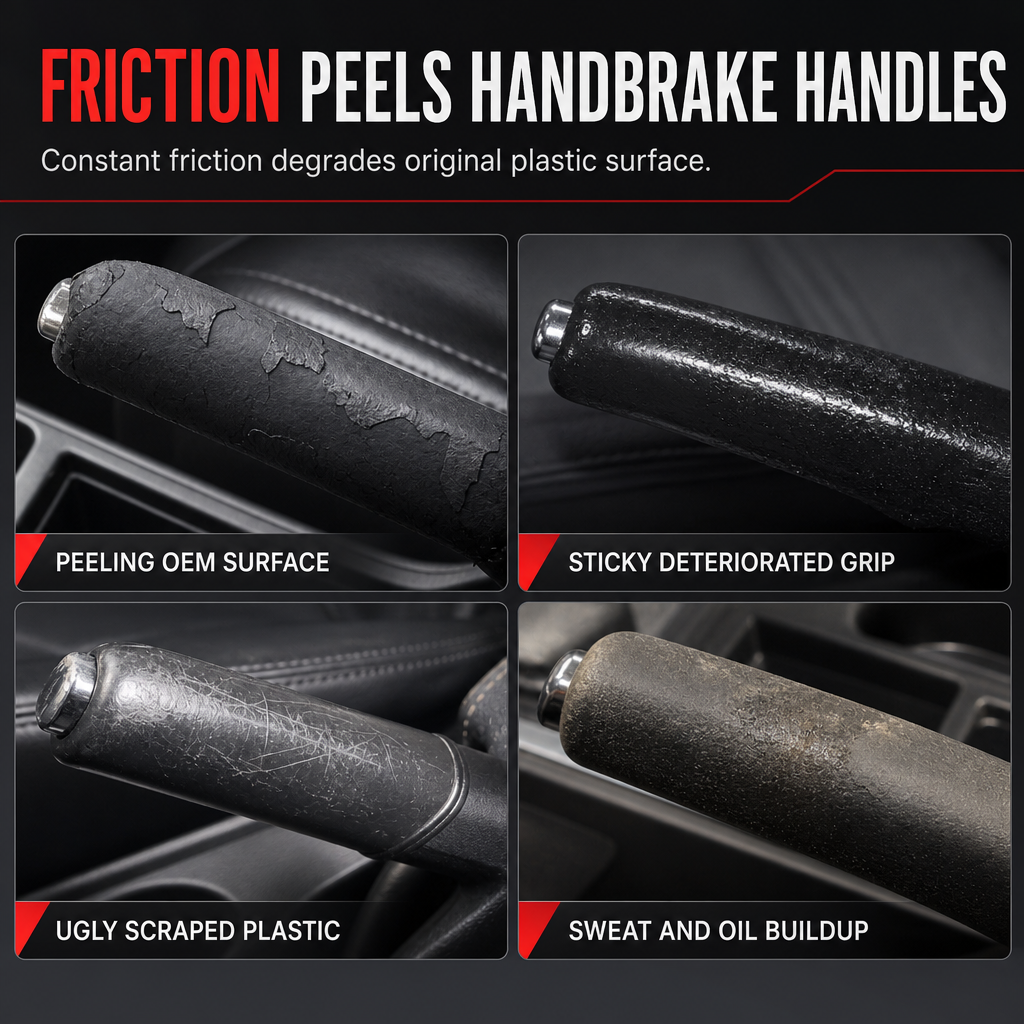 🚗 HOT Sale! ✋ Universal Car Handbrake Protective Cover Sleeve – PU Leather, Anti-Slip, Interior Upgrade ✨