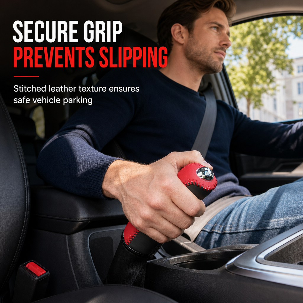 🚗 HOT Sale! ✋ Universal Car Handbrake Protective Cover Sleeve – PU Leather, Anti-Slip, Interior Upgrade ✨