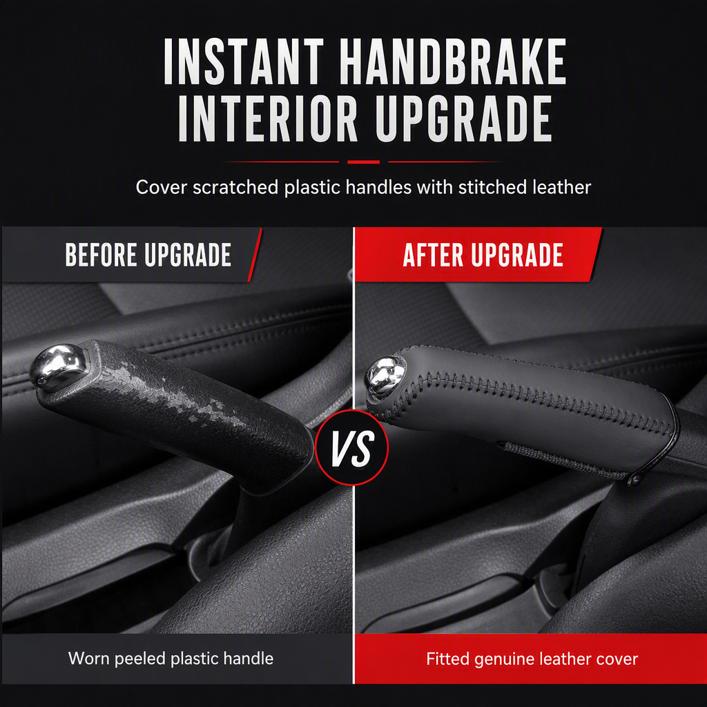 🚗 HOT Sale! ✋ Universal Car Handbrake Protective Cover Sleeve – PU Leather, Anti-Slip, Interior Upgrade ✨